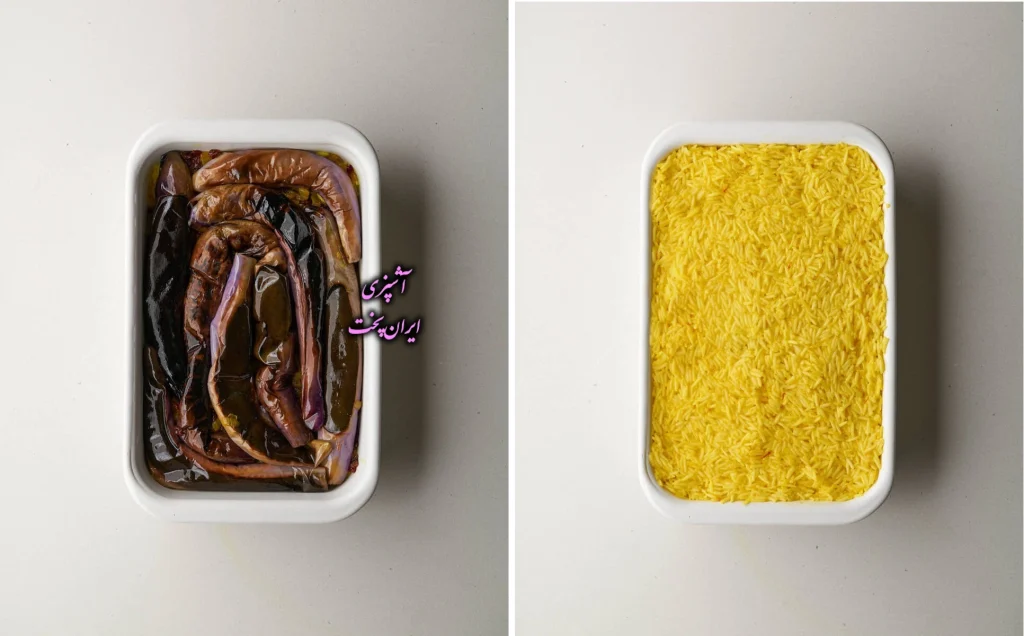 ته چین بادمجان بدون گوشت
