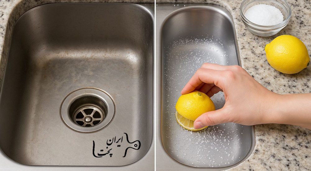 تمیز کردن سینک ظرفشویی