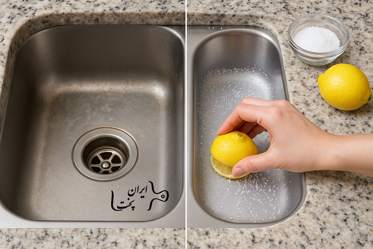 تمیز کردن سینک ظرفشویی