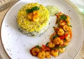 طرز تهیه ته چین میگو غذای عربی