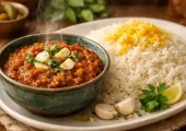 طرز تهیه میرزا قاسمی با برنج؛ دستور اصیل گیلانی