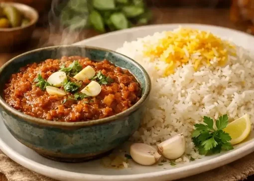طرز تهیه میرزا قاسمی با برنج؛ دستور اصیل گیلانی