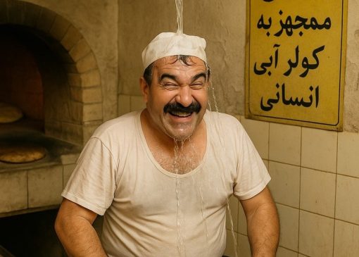 خلاقیت خنده‌دار و تحسین برانگیز شاطر اهوازی برای فرار از گرمای 51 درجه حماسه ساز شد/ تنها راه تو این گرما همینه و بس!