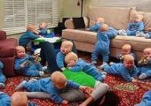 خلاقیت خنده دار مادر زبر و زرنگ برای حمل 8 قلوهایش با کالسکه سفارشی در خیابان حماسه ساز شد+عکس/ هنر نزد مادران است و بس!
