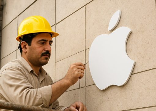 خلاقیت مشاغل؛ اقدام خنده‌دار نماکار باکلاس در استفاده از لوگوی اَپِل برای طراحی نمای ساختمان +ویدیو/ میگن استیو جابز بعد دیدن این توی قبر دو بار سکته کرده😂