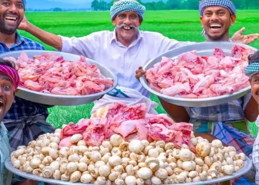 طرز تهیه غذای سنتی با مرغ، قارچ و شیر (فیلم)
