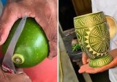 خلاقیت تحسین‌برانگیز یک جوان برای خلق اثری که به چشمانتان هم شک می‌کنید / از میوه استوایی تا ماگ لوکس
